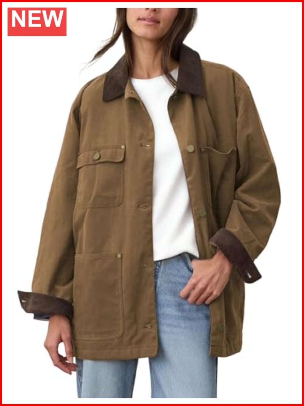 Oversized Vintage Corduroy Collar Barn Jacket Women Utility Coat